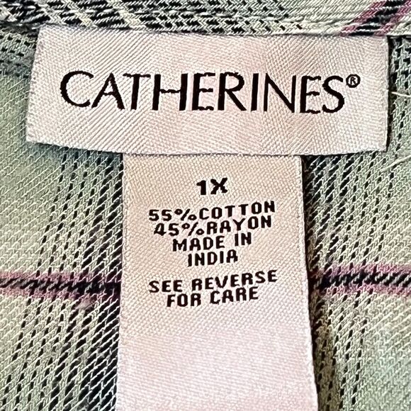 Catherines Plus Plaid Studded Shirt 1X - Picture 6 of 8